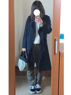 「GLOBAL WORK（グローバルワーク）の【抜群のストレッチ】2WAYチノトラウザー/738589（その他パンツ、グリーン系）」を使った、Tomoさん（レディース・160cm）の春コーディネート