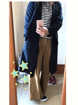 「GLOBAL WORK（グローバルワーク）のチノワイドパンツ/737126（その他パンツ、ベージュ系）」を使った、Tomoさん（レディース・160cm）の春コーディネート