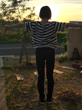 「GLOBAL WORK（グローバルワーク）のオーガニックBIGプルオーバー半袖/744354（Tシャツ/カットソー、その他）」を使った、Tomoさん（レディース・160cm）の夏コーディネート