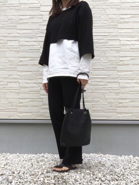 「LAULEN（ローレン）のアイテム（スラックス）」を使った、yaさん（レディース・159cm）の春コーディネート