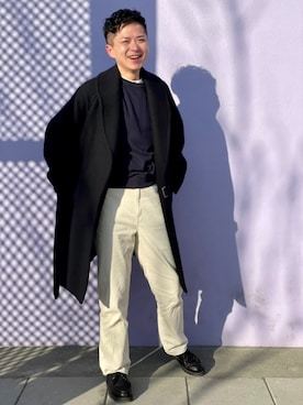 「COMOLI（コモリ）のアイテム（ダッフルコート）」を使った、SyueChenさん（メンズ・167cm）の冬コーディネート