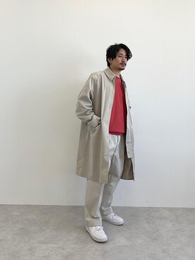 「Tシャツ/カットソー」｜「アイテム（ステンカラーコート）」を使った、tamamura_kさん（メンズ・164cm）の冬コーディネート