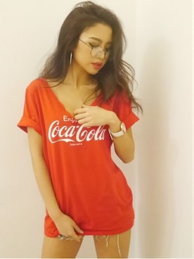 「コカコーラ コラボ」｜ゆまいかさん（レディース・160cm）の春コーディネート