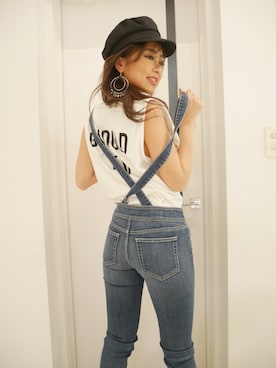 「GYDA（ジェイダ）のアイテム（サロペット/オーバーオール）」を使った、ゆまいかさん（レディース・160cm）の春コーディネート