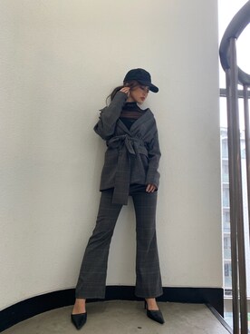 「GYDA（ジェイダ）のアイテム（セットアップ）」を使った、ゆまいかさん（レディース・160cm）の秋コーディネート