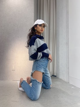 「GYDA（ジェイダ）のアイテム（ポロシャツ）」を使った、ゆまいかさん（レディース・160cm）の冬コーディネート