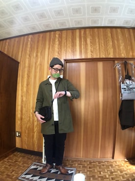 「細身」｜「アイテム（ステンカラーコート）」を使った、toomassさん（メンズ・165cm）の春コーディネート