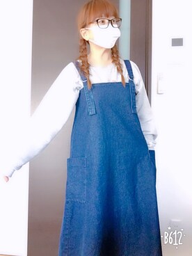 「Samansa Mos2 blue（サマンサモスモスブルー）のアイテム（オールインワン・サロペット）」を使った、ぷるさん（レディース・154cm）の秋コーディネート