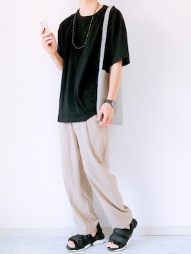「RAGEBLUE（レイジブルー）のアイテム（サンダル）」を使った、ぴたんさん（メンズ・174cm）の夏コーディネート