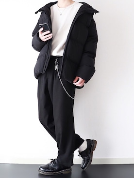 「GU（ジーユー）のアイテム（ダウンジャケット/コート）」を使った、ぴたんさん（メンズ・173cm）の冬コーディネート