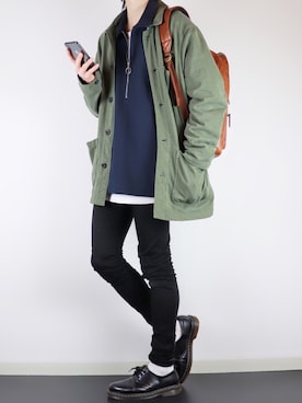 「FOSSIL（フォッシル）のアイテム（バックパック/リュック）」を使った、ぴたんさん（メンズ・173cm）の冬コーディネート