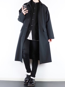 「HARE（ハレ）のアイテム（ステンカラーコート）」を使った、ぴたんさん（メンズ・173cm）の冬コーディネート