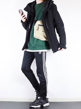「KANGOL（カンゴール）のアイテム（バッグ）」を使った、ぴたんさん（メンズ・173cm）の冬コーディネート