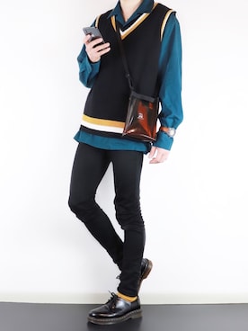 「JUNRED（ジュンレッド）のアイテム（バッグ）」を使った、ぴたんさん（メンズ・173cm）の春コーディネート