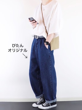 「BASQUE magenta（バスクマゼンタ）のアイテム（Tシャツ/カットソー）」を使った、ぴたんさん（メンズ・173cm）の春コーディネート
