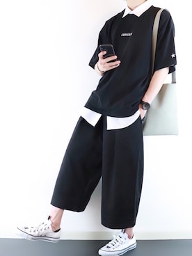 「BASQUE magenta（バスクマゼンタ）のアイテム（スラックス）」を使った、ぴたんさん（メンズ・173cm）の春コーディネート