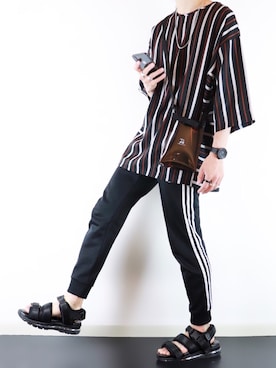 「JUNRED（ジュンレッド）のアイテム（バッグ）」を使った、ぴたんさん（メンズ・173cm）の夏コーディネート
