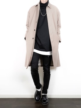 「アイテム（ステンカラーコート）」を使った、ぴたんさん（メンズ・173cm・20代）の秋コーディネート