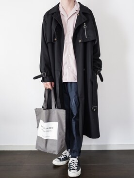 「KUUUPY」｜「アイテム（トレンチコート）」を使った、ぴたんさん（メンズ・173cm）の春コーディネート