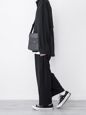「INTER FACTORY（インターファクトリー）のファッションインフルエンサー じーの × INTER FACTORY　2wayワイドパンツ（その他パンツ）」を使った、ぴたんさん（メンズ・173cm）の秋コーディネート