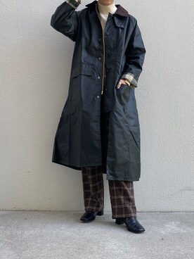 「グラミチ」｜「アイテム（ステンカラーコート）」を使った、田原美波さん（レディース・158cm）の秋コーディネート