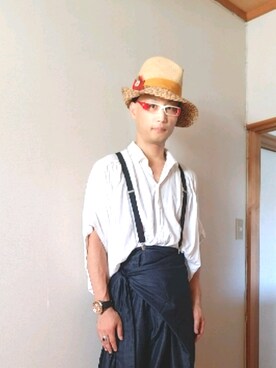 「alan mikli（アランミクリ）のアイテム」を使った、かもさんさん（メンズ・171cm）の夏コーディネート