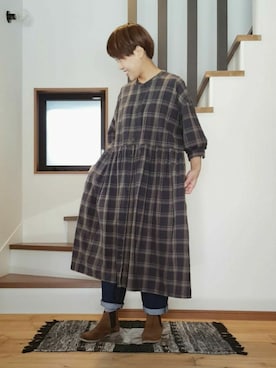 「SM2（エスエムツー）のアイテム（シャツワンピース）」を使った、erhythmさん（レディース・162cm）の秋コーディネート