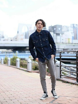 「ジョガーパンツ」｜DenimeWebStoreさん（メンズ・173cm）の冬コーディネート