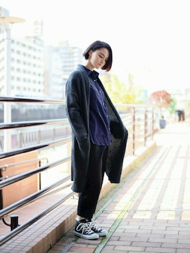「ガウン」｜DenimeWebStoreさん（レディース・165cm）の冬コーディネート