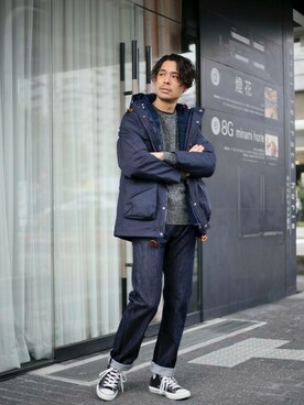 「Denime（ドゥニーム）のアイテム（その他アウター）」を使った、DenimeWebStoreさん（メンズ・173cm）の冬コーディネート