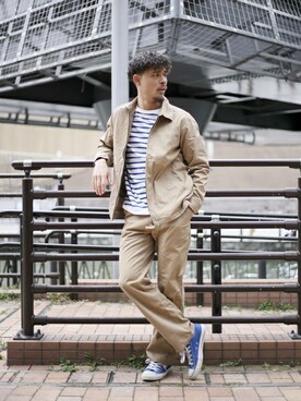 「Denime（ドゥニーム）のアイテム（ブルゾン）」を使った、DenimeWebStoreさん（メンズ・173cm）の春コーディネート