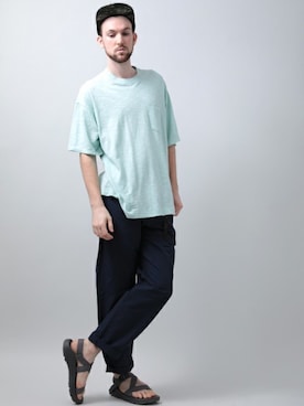 「Denime（ドゥニーム）のアイテム（帽子）」を使った、DenimeWebStoreさん（メンズ・184cm）の夏コーディネート