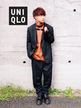 「UNIQLO（ユニクロ）のタートルネックT（長袖）（Tシャツ/カットソー）」を使った、MTRL:マテリアルさん（メンズ・175cm）の秋コーディネート