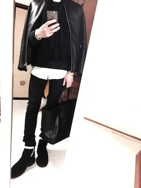 「SAINT LAURENT PARIS（サンローランパリ）のアイテム（トートバッグ）」を使った、hiroshiさん（メンズ・168cm）の秋コーディネート