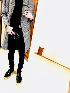 「SAINT LAURENT PARIS（サンローランパリ）のアイテム（ニット/セーター）」を使った、hiroshiさん（メンズ・168cm）の冬コーディネート