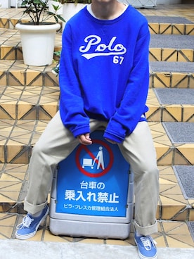 「Ralph Lauren」｜「アイテム（スウェット）」を使った、72さん（メンズ・170cm）の夏コーディネート