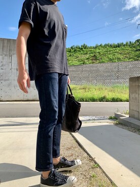 「TIBERIO FERRETTI（ティベリオフェレッティ）のアイテム（トートバッグ、ブラック系）」を使った、sprnaturさん（メンズ・177cm）の夏コーディネート