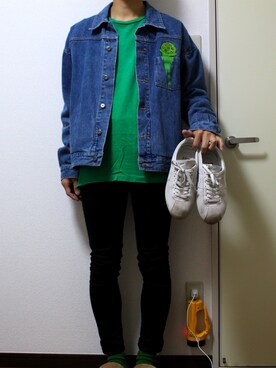「menswear」｜「アイテム（デニムジャケット）」を使った、shimoさん（メンズ・171cm）の春コーディネート