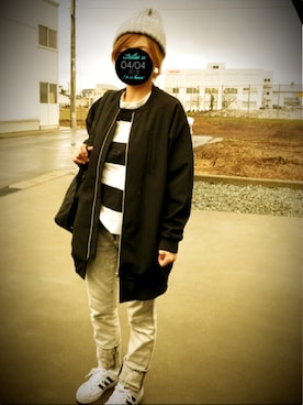 「ラガーシャツ」｜「アイテム（ブルゾン）」を使った、鳥うさぎさん（レディース・152cm）の春コーディネート