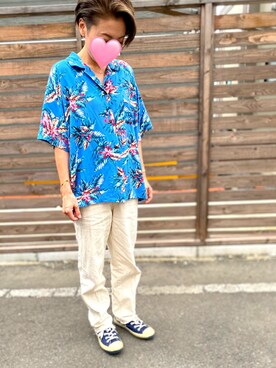 鳥うさぎさんの「レーヨン100アロハ半袖シャツ【niko and...】」を使ったコーディネート