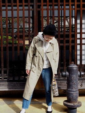 「RETRO GIRL（レトロガール）のアイテム（ニットキャップ/ビーニー）」を使った、riiiin@さん（レディース・154cm）の冬コーディネート