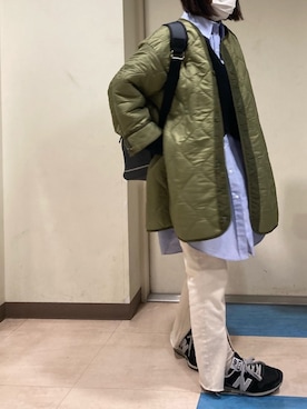 「シャツワンピ」｜「アイテム（モッズコート）」を使った、ERIKOさん（レディース・153cm）の冬コーディネート