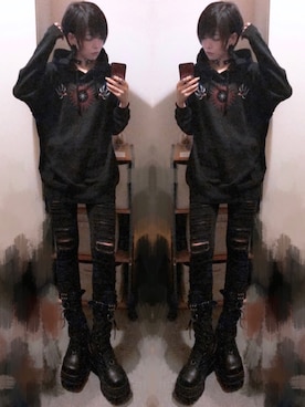 「HELL CAT PUNKS（ヘルキャットパンクス）のアイテム」を使った、NNTNさん（レディース・162cm）の夏コーディネート