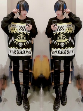 「KILL STAR（キルスター）のアイテム（パンツ）」を使った、NNTNさん（レディース・163cm）の冬コーディネート