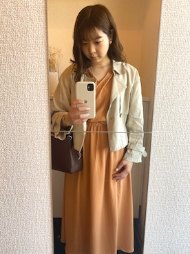 「KBF（ケイビーエフ）のアイテム（トレンチコート）」を使った、もさん（レディース・157cm）の春コーディネート