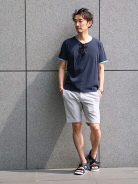 「lideal（リデアル）のアイテム」を使った、TERAIさん（メンズ・182cm）の夏コーディネート