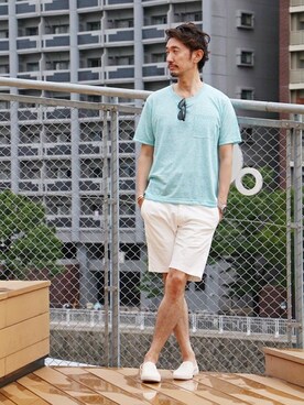 「lideal（リデアル）のアイテム」を使った、TERAIさん（メンズ・182cm）の夏コーディネート