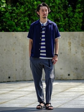 「アイテム（サンダル）」を使った、TERAIさん（メンズ・182cm）の夏コーディネート