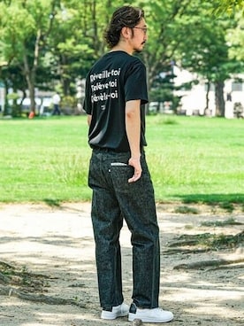 「WESTOVERALLS（ウエストオーバーオールズ）のアイテム」を使った、TERAIさん（メンズ・182cm）の夏コーディネート