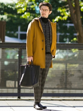 「イエロー」｜「アイテム（ブーツ）」を使った、TERAIさん（メンズ・183cm）の秋コーディネート